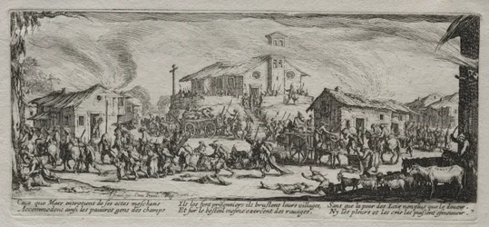 De Grote Ellende van de Oorlog: Plundering en Verbranding van een Dorp, 1633