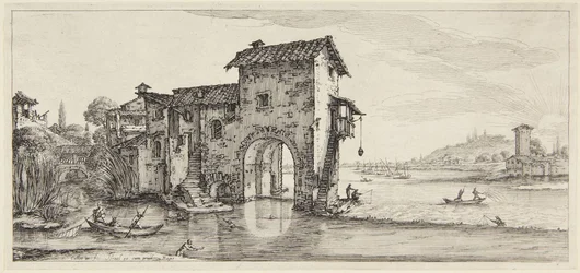 De watermolen, uit de serie Paysages Gravées pour Jean de Médicis, Paysages Dessinés à Florence