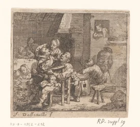 Interieur met vioolspeler