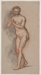 Vrouwelijk modelfiguur met handen voor de borst