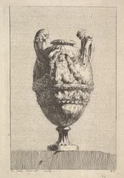 Vaas met een mannelijke sirene die een guirlande vasthoudt, uit: Vazen, 1746
