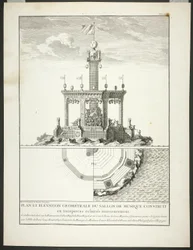 Plan and Elevation of a Music Room, plaat drie uit Description des Festes Données par la Ville de Paris