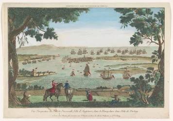 Gezicht op de haven te Portsmouth