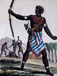Anzikos krijger, Afrika, gravure uit Encyclopedia of voyages