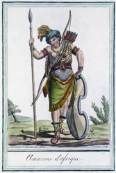 Afrikaanse Amazone - in "Encyclopedie van Reizen" door Grasset St Sauveur, ed. 1796