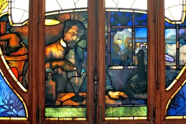 Nancy, Art Nouveau, Kamer van Koophandel, Glas-in-loodramen door Jacques Gruber