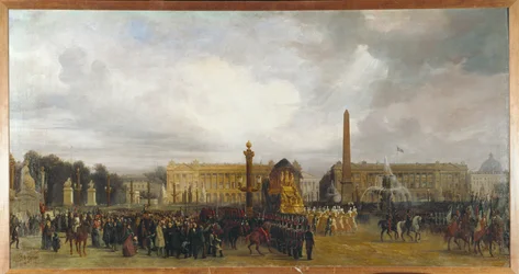 Ceremonie voor de terugkeer van de as van keizer Napoleon I in 1840 ...