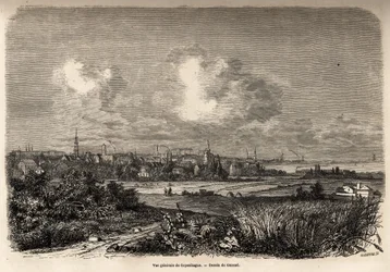 Algemeen uitzicht op Kopenhagen, tekening door Jacques Guiaud (1810-1876), ter illustratie van J.M. Dargaud