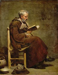 Een zittende oude man die leest, voor 1797