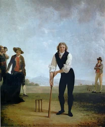 Thomas Hope cricketspel (olieverf op doek)