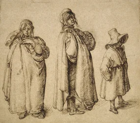 Twee studies van een Roma vrouw en een Roma jongen met een grote hoed, c.1605