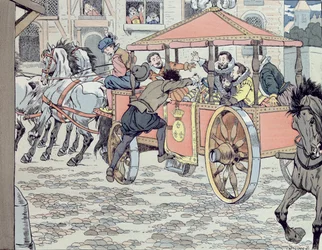 Moord op Hendrik IV door François Ravaillac in de rue de la Ferronerie op 14 mei 1610, c.1900