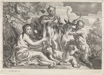 Het kind Jupiter wordt gevoed door de geit Amalthea