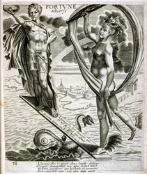 17e eeuwse gegraveerde illustratie uit een verzameling spreekwoorden. Parijs 1657-1663. Door Jacques Lagniet (1620-1675). Franse graveur. Van hem veel maatschappijkritische gravures en spotprenten zoals zijn soms groteske en fantastische illustraties
