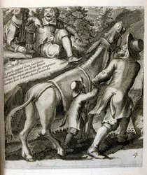 Illustratie van fabels door Jean de La Fontaine (gravure