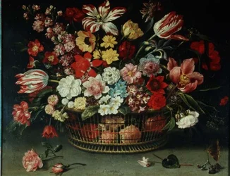 Een mand met bloemen