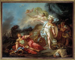 Slag van Minerva tegen Mars Schilderij door Jacques Louis David (1748-1825)