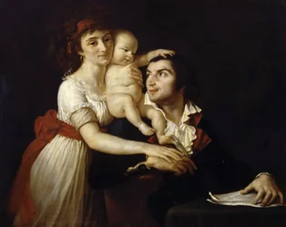 Camille Desmoulins met zijn vrouw Lucile en kind