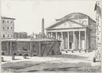 Het Pantheon Gezien vanaf het Piazza