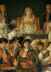 De kroning van Napoleon I door paus Pius VII in de kathedraal Notre-Dame de Paris ...