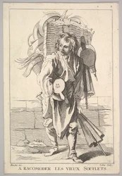 Omgekeerde kopie van A Racomoder les Vieux Souflets Mend the Old Bellows, uit Le Cri..., 18e eeuw