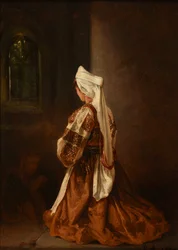 Jonge Romeinse vrouw bidt in een kerk