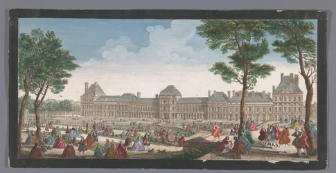 Gezicht op het Palais des Tuileries te Parijs gezien vanaf de Jardin des Tuileries