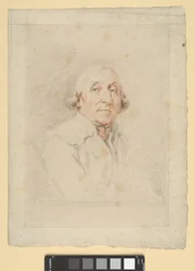 Portret van Joseph Péru (rood, zwart en wit krijt op crèmekleurig papier)