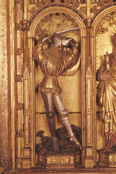 Altaarstuk van de Kruisiging, detail van St. Joris van het linker paneel, uit de Kerk van Chartreuse de Champmol, ca.1391
