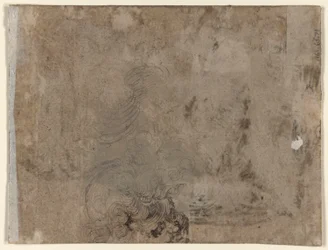 Een jongeling zittend aan een tafel (recto); Hoofd van een kind met krullend haar (verso)