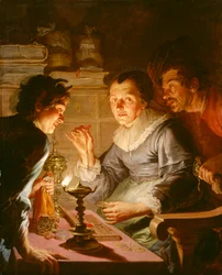 Dutch: Een geldwegende oude vrouw: allegorie op de Gierigheid The Gold Weigher
