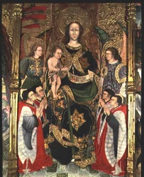 Madonna en kind, centraal paneel van het Paeria altaarstuk gewijd aan St. Michael