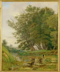 Praterlandschaft - Landschap in de Pratertuinen, Wenen ... (schilderij op doek)