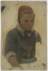 Busteportret van een klein boerenmeisje