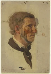 Kopstudie van een boer in profiel