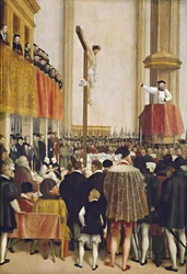 De preek van de pauselijke legaat Cornelio Musso in de augustijnenkerk van Wenen