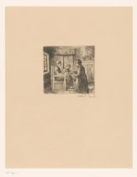 Interieur met drie mensen