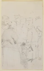 Een Groep Figuren rond een Vuurbak