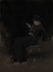 Compositie in zwart: lezend meisje, ca. 1880-90