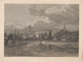 Zuidelijk uitzicht op Christ Church, enz. vanuit de weiden