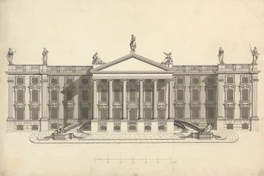 Voltooide Tekening van Ongeïdentificeerd Palladiaans Landhuis