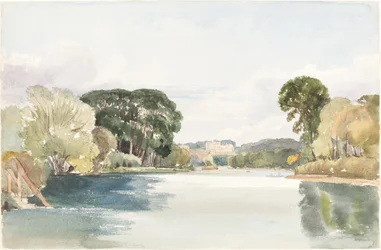 Rivierscène met Afgelegen Kasteel