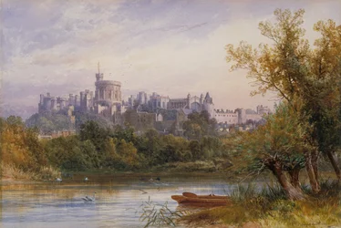 Een Zicht op Windsor Castle vanaf de Theems
