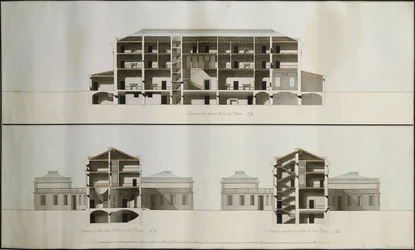 Ontwerpen voor een neoklassiek huis voor Lord Charleville: drie secties
