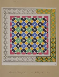 Mozaïek in de lambrisering van de nis in de Hal van de Twee Zusters, Alhambra, uit 