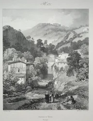 Pittoreske en romantische reizen in het oude Frankrijk. Auvergne: Watervallen van Thiers