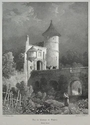 Pittoreske en romantische reizen in het oude Frankrijk. Franche-Comté: Uitzicht op het Kasteel van Frasne