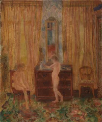 Kinderen bij hun Ochtendtoilet (Kinderen Kleden Zich) 1886