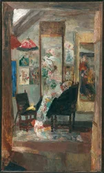 Skelet kijkt naar chinoiserieën, 1885