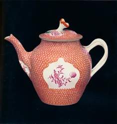 Worcester theepot en deksel, c1770